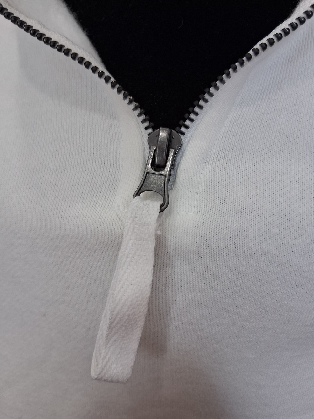 Zenana Outfitters White Crewneck Sweater with Metal Zipper